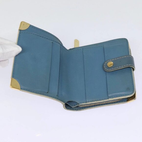 LOUIS VUITTON Suhari Compact Zip Wallet Leather Blue - Picture 6 of 15